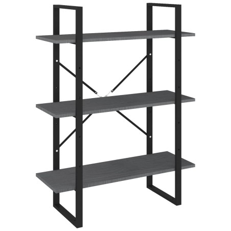 vidaXL Bücherregal 3 Böden Grau 80x30x105 cm Massivholz Kiefer