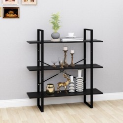vidaXL Bücherregal 3 Fächer Schwarz 100x30x105 cm Massivholz Kiefer
