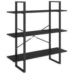 vidaXL Bücherregal 3 Fächer Schwarz 100x30x105 cm Massivholz Kiefer