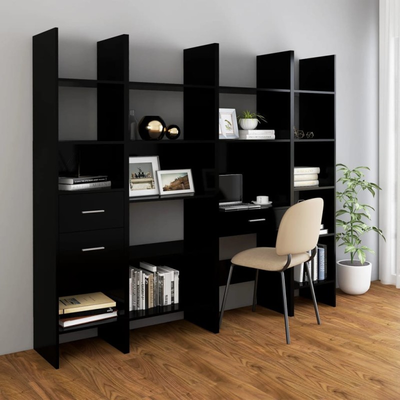 vidaXL 4-tlg. Bücherregal-Set Schwarz Holzwerkstoff vidaXL 4-tlg. Bücherregal-Set Schwarz Holzwerkstoff
