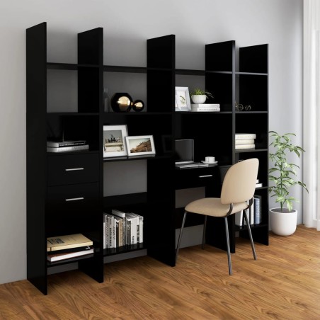 vidaXL 4-tlg. Bücherregal-Set Schwarz Holzwerkstoff