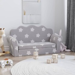 2-Sitzer Schlafsofa für Kinder Hellgrau Sterne Weicher Plüsch