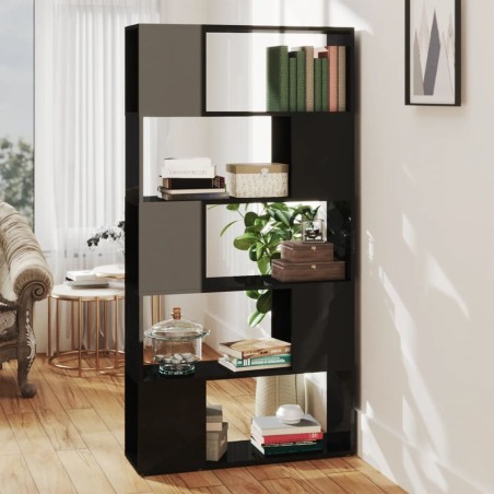 vidaXL Bücherregal Raumteiler Hochglanz-Schwarz 80x24x155cm