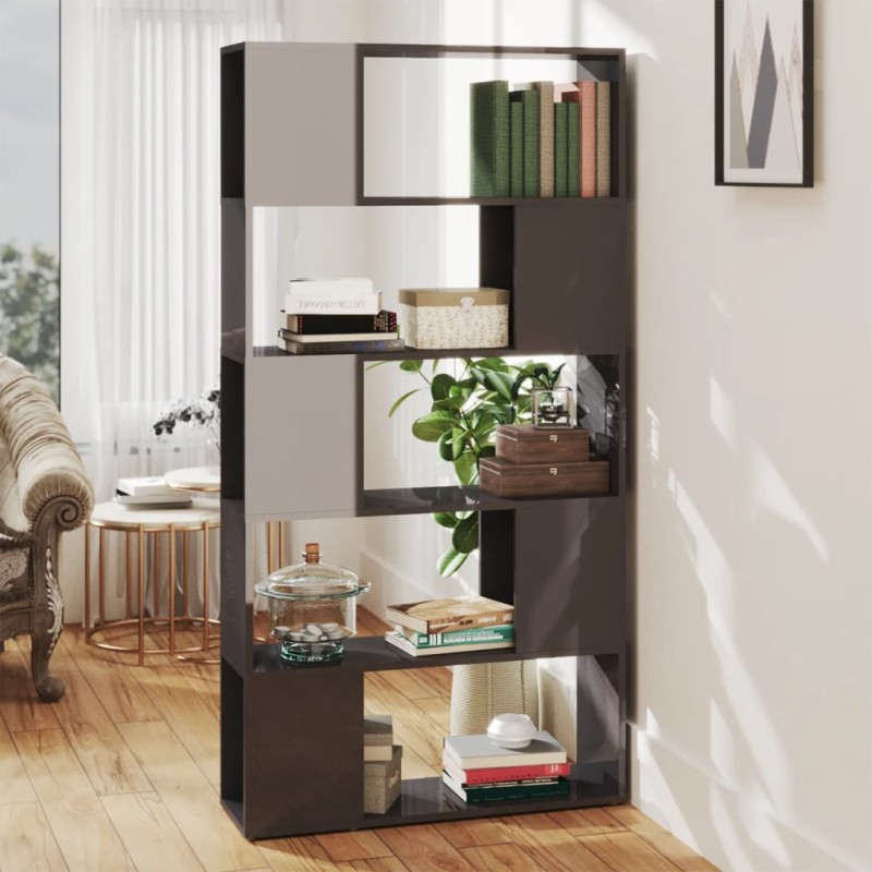 vidaXL Bücherregal Raumteiler Hochglanz-Grau 80x24x155cm Holzwerkstoff vidaXL Bücherregal Raumteiler Hochglanz-Grau 80x24x155cm Holzwerkstoff