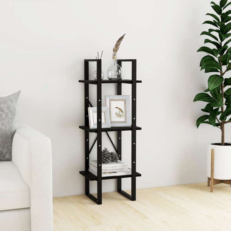 vidaXL Bücherregal 3 Fächer Schwarz 40x30x105 cm Massivholz Kiefer vidaXL Bücherregal 3 Fächer Schwarz 40x30x105 cm Massivholz Kiefer