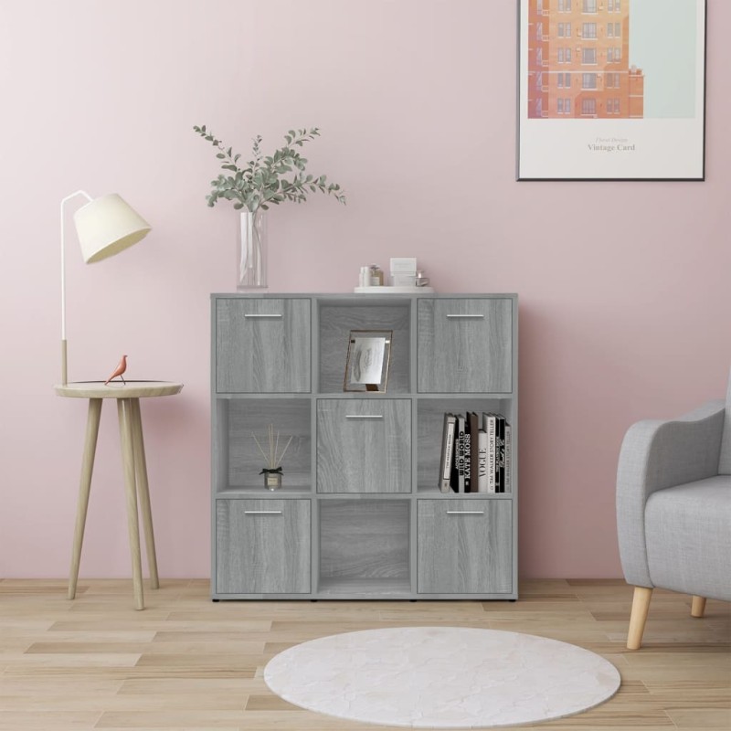vidaXL Bücherregal Grau Sonoma 90x30x90 cm Holzwerkstoff vidaXL Bücherregal Grau Sonoma 90x30x90 cm Holzwerkstoff