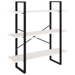 vidaXL Bücherregal 3 Fächer Weiß 100x30x105 cm Massivholz Kiefer