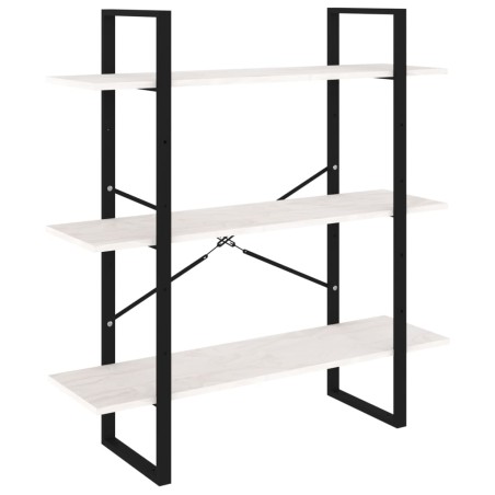 vidaXL Bücherregal 3 Fächer Weiß 100x30x105 cm Massivholz Kiefer