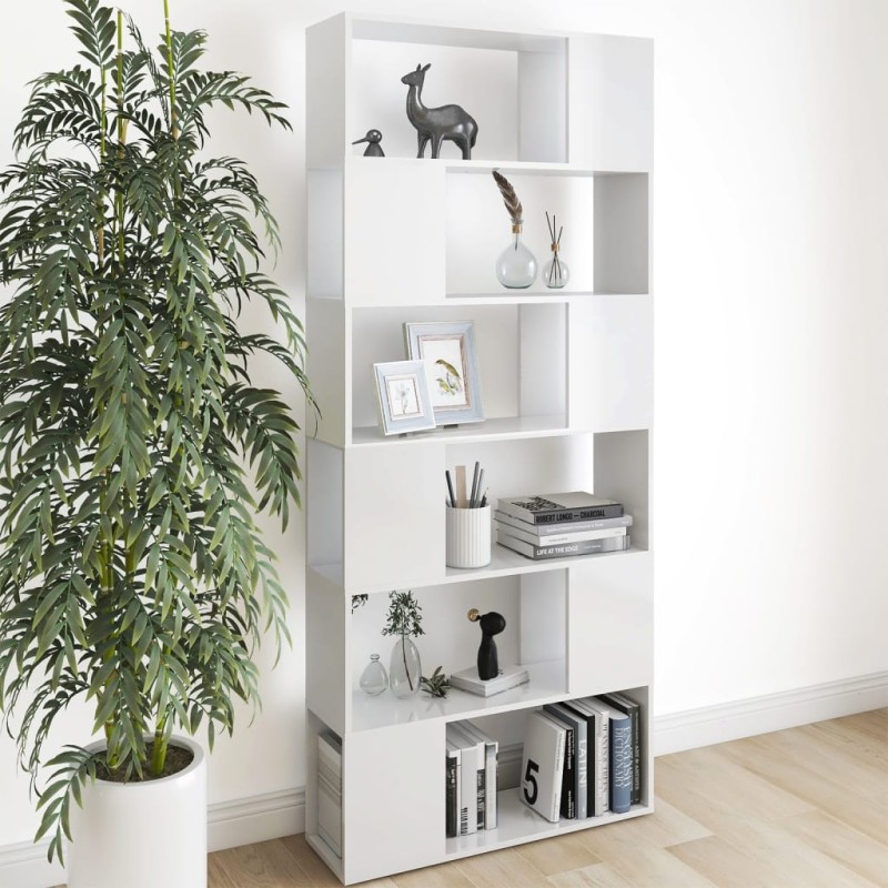 vidaXL Bücherregal Raumteiler Hochglanz-Weiß 80x24x186cm Holzwerkstoff vidaXL Bücherregal Raumteiler Hochglanz-Weiß 80x24x186cm Holzwerkstoff