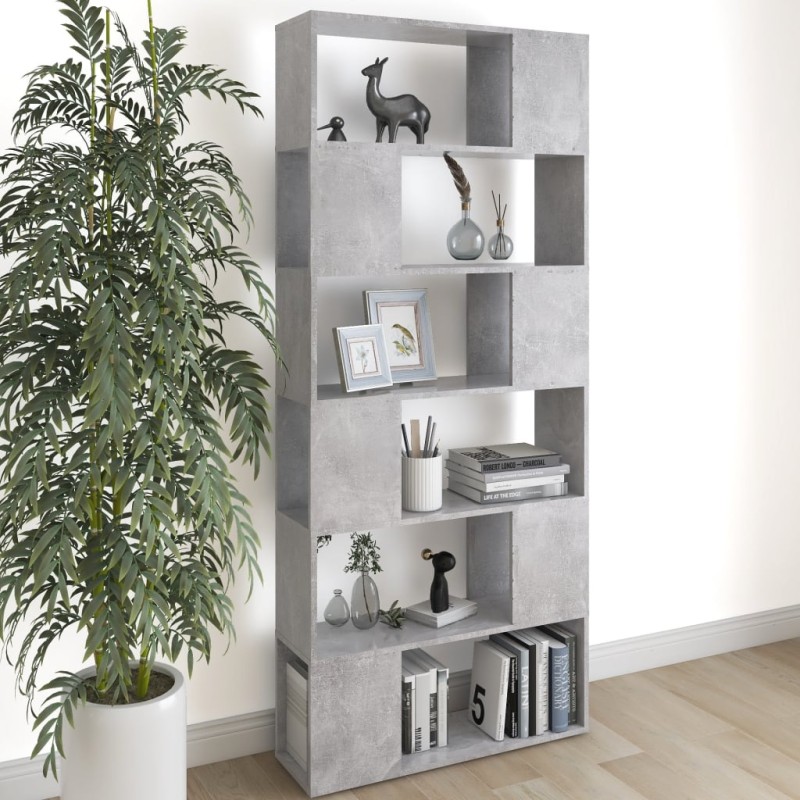 vidaXL Bücherregal Raumteiler Betongrau 80x24x186 cm Holzwerkstoff vidaXL Bücherregal Raumteiler Betongrau 80x24x186 cm Holzwerkstoff
