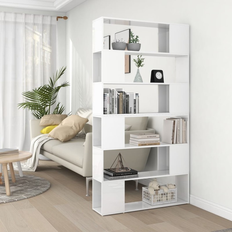 vidaXL Bücherregal Raumteiler Hochglanz-Weiß 100x24x188 cm vidaXL Bücherregal Raumteiler Hochglanz-Weiß 100x24x188 cm