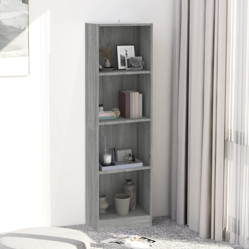vidaXL Bücherregal 4 Fächer Grau Sonoma 40x24x143 cm Holzwerkstoff vidaXL Bücherregal 4 Fächer Grau Sonoma 40x24x143 cm Holzwerkstoff