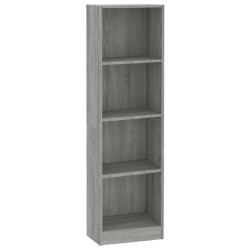 vidaXL Bücherregal 4 Fächer Grau Sonoma 40x24x143 cm Holzwerkstoff