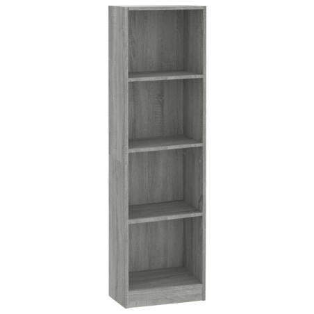 vidaXL Bücherregal 4 Fächer Grau Sonoma 40x24x143 cm Holzwerkstoff