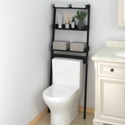 vidaXL Toilettenregal Schwarz 63,5x32x179 cm Massivholz Kiefer