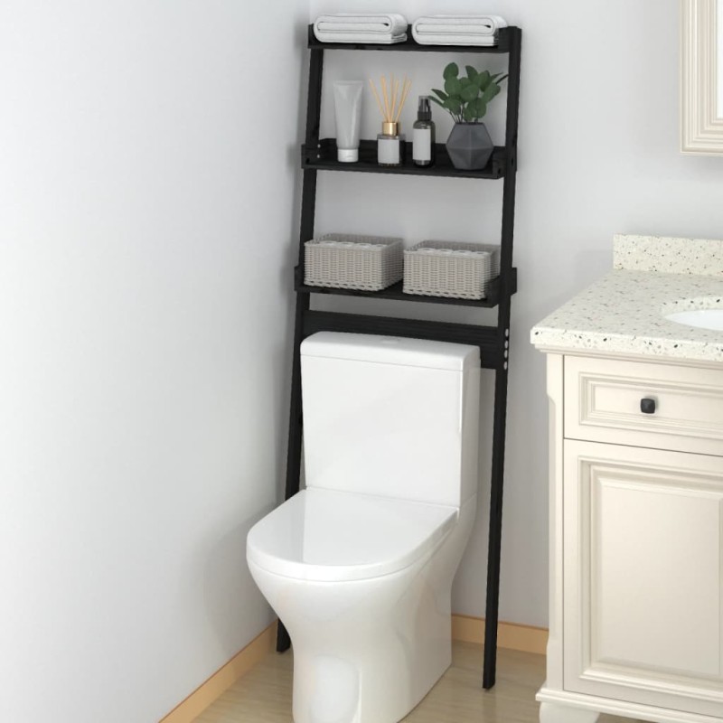 vidaXL Toilettenregal Schwarz 63,5x32x179 cm Massivholz Kiefer vidaXL Toilettenregal Schwarz 63,5x32x179 cm Massivholz Kiefer