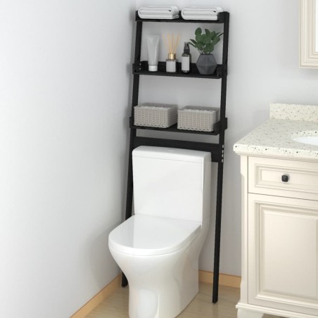 vidaXL Toilettenregal Schwarz 63,5x32x179 cm Massivholz Kiefer