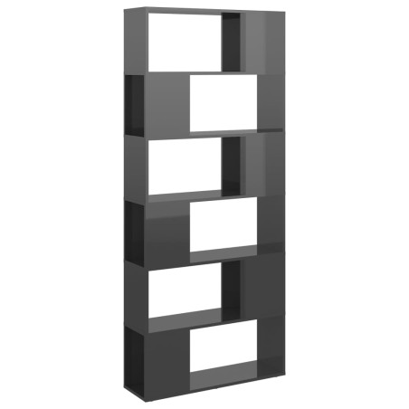 vidaXL Bücherregal Raumteiler Hochglanz-Grau 80x24x186cm Holzwerkstoff