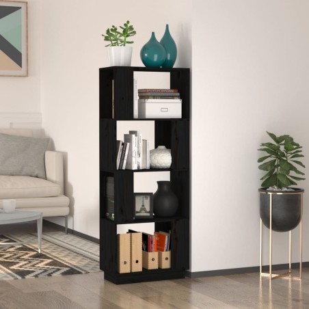 vidaXL Bücherregal/Raumteiler Schwarz 51x25x132 cm Massivholz Kiefer