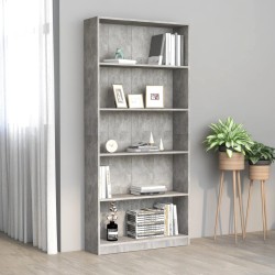 vidaXL Bücherregal 5 Fächer Betongrau 80x24x175 cm Holzwerkstoff