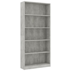 vidaXL Bücherregal 5 Fächer Betongrau 80x24x175 cm Holzwerkstoff