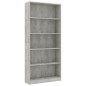 vidaXL Bücherregal 5 Fächer Betongrau 80x24x175 cm Holzwerkstoff vidaXL Bücherregal 5 Fächer Betongrau 80x24x175 cm Holzwerkstoff