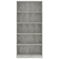 vidaXL Bücherregal 5 Fächer Betongrau 80x24x175 cm Holzwerkstoff vidaXL Bücherregal 5 Fächer Betongrau 80x24x175 cm Holzwerkstoff