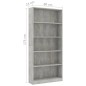vidaXL Bücherregal 5 Fächer Betongrau 80x24x175 cm Holzwerkstoff vidaXL Bücherregal 5 Fächer Betongrau 80x24x175 cm Holzwerkstoff
