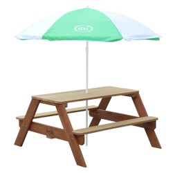AXI Kinder Picknicktisch Nick mit Regenschirm Braun und Grau