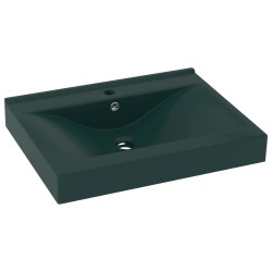 vidaXL Luxus-Waschbecken mit Hahnloch Matt-Dunkelgrün 60x46 cm Keramik