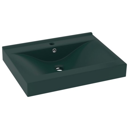 vidaXL Luxus-Waschbecken mit Hahnloch Matt-Dunkelgrün 60x46 cm Keramik