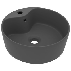 vidaXL Luxus-Waschbecken mit Überlauf Matt Dunkelgrau 36x13 cm Keramik