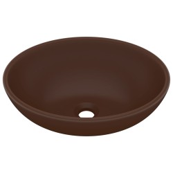 vidaXL Luxuriöses Ovales Waschbecken Matt Dunkelbraun 40x33 cm Keramik
