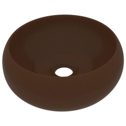 vidaXL Luxuriöses Waschbecken Rund Matt Dunkelbraun 40x15 cm Keramik