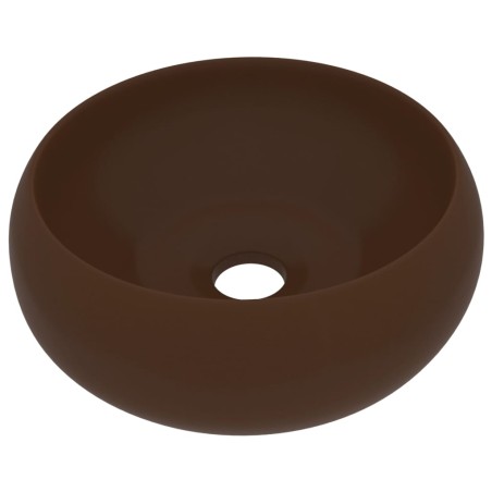 vidaXL Luxuriöses Waschbecken Rund Matt Dunkelbraun 40x15 cm Keramik