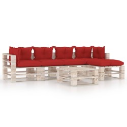 vidaXL 6-tlg. Garten-Lounge-Set aus Paletten mit Kissen Kiefernholz