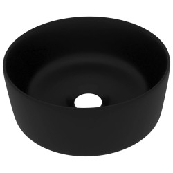 vidaXL Luxuriöses Waschbecken Rund Matt Schwarz 40x15 cm Keramik