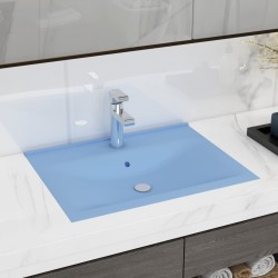 vidaXL Luxus-Waschbecken mit Hahnloch Matt-Hellblau 60x46 cm Keramik 