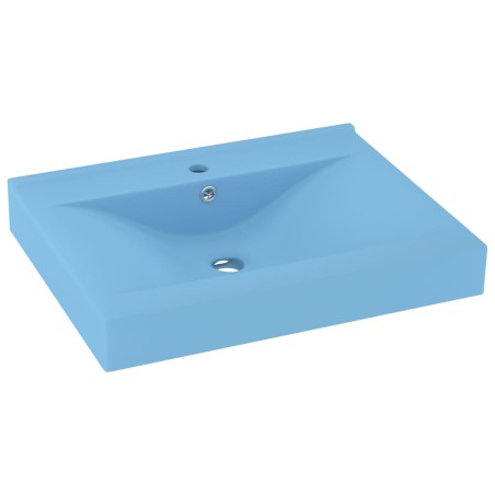 vidaXL Luxus-Waschbecken mit Hahnloch Matt-Hellblau 60x46 cm Keramik 