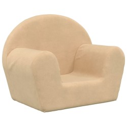 Kindersofa Creme Weich Plüsch