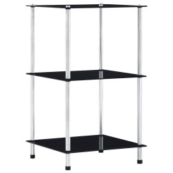 vidaXL Regal mit 3 Ablagen Schwarz 40x40x67 cm Hartglas