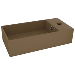 vidaXL Badezimmer-Waschbecken mit Überlauf Keramik Matt Creme