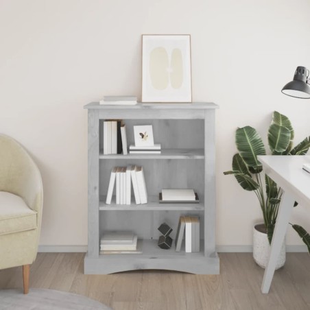 vidaXL Bücherschrank 3 Fächer Mexiko-Stil Kiefernholz Grau 81x29x100cm