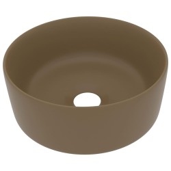 vidaXL Luxuriöses Waschbecken Rund Matt Creme 40x15 cm Keramik