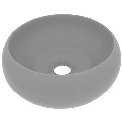 vidaXL Luxuriöses Waschbecken Rund Matt Hellgrau 40x15 cm Keramik