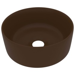 vidaXL Luxuriöses Waschbecken Rund Matt Dunkelbraun 40x15 cm Keramik
