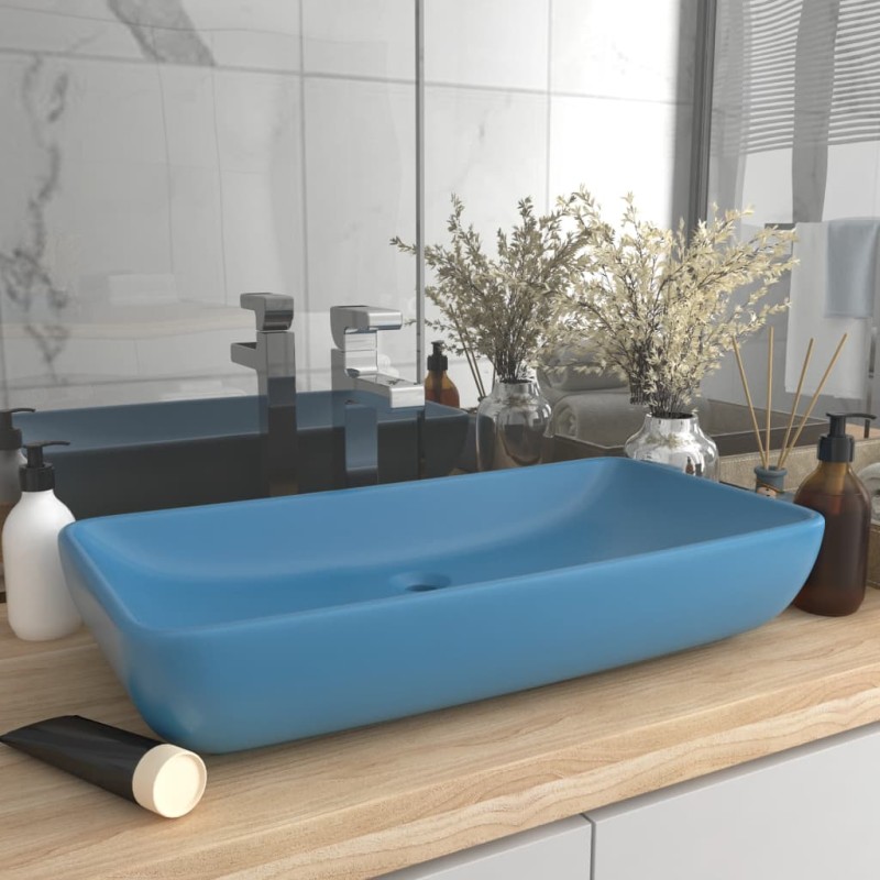 vidaXL Luxus-Waschbecken Rechteckig Matt Hellblau 71x38 cm Keramik vidaXL Luxus-Waschbecken Rechteckig Matt Hellblau 71x38 cm Keramik