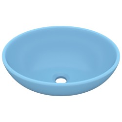 vidaXL Luxuriöses Ovales Waschbecken Matt Hellblau 40x33 cm Keramik