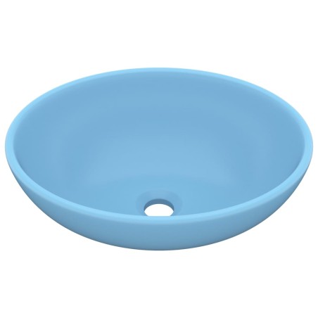 vidaXL Luxuriöses Ovales Waschbecken Matt Hellblau 40x33 cm Keramik