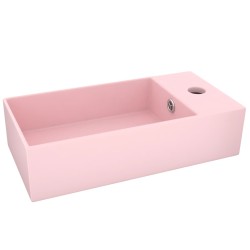 vidaXL Badezimmer-Waschbecken mit Überlauf Keramik Matt Rosa